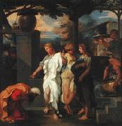 Sebastien Bourdon Abraham and three angels oil painting on canvas